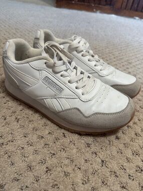 Reebok White and Light Gray Retro Leather Sneakers